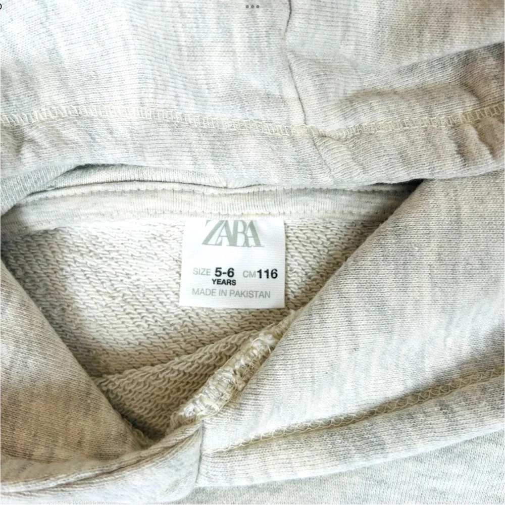 Zara Kids Gray Sweatsuit Fleece Sweatshirt Jogger Set Size 5-6 Matching Outfit